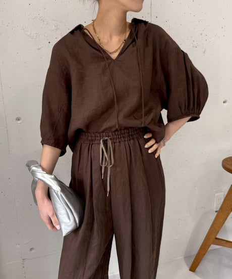 【cafune】625906　French linen form sleeve pullover