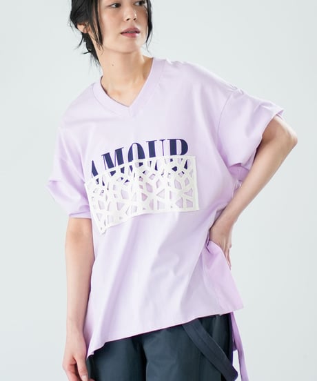 【Lallia Mu】 レースドッキングロゴカットソー 2711535／3月上旬～3月中旬発送予定