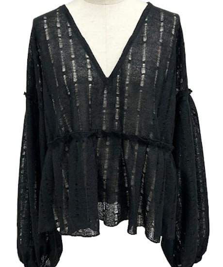 【ayane '26 winter collection】876832 ラダーニットペプラムブラウス