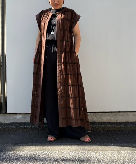 【Lallia Mu】2613374 クロッシェチェックパネルワンピース