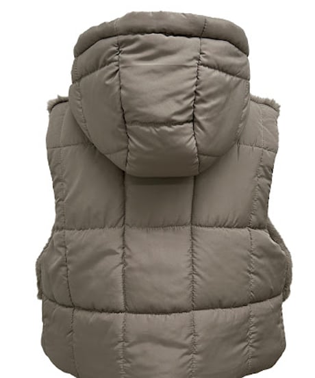【ayane '26 winter collection】876814 エコファー×中綿ドッキングショートベスト