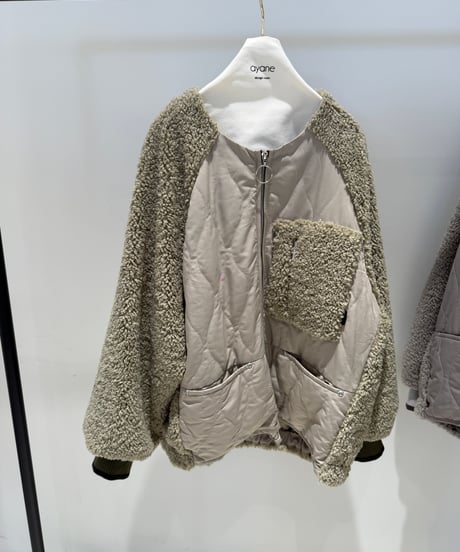【ayane '26 winter collection】876816 ボア×中綿キルトノーカラーブルゾン