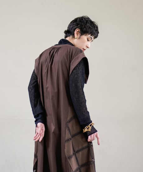 【Lallia Mu】2613374 クロッシェチェックパネルワンピース