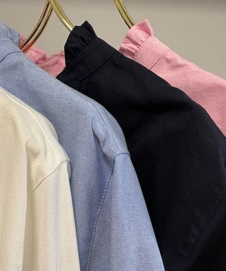 【MARGAUX VINTAGE | '27 Spring Collection】 オックスフォードフリルシャツ   BL 27013／1月中旬から2月中旬発送予定