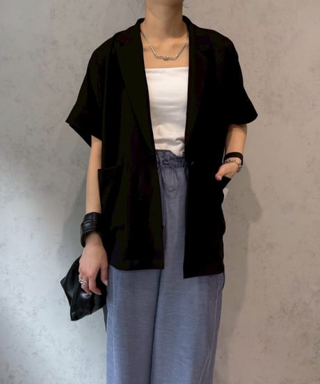 【cafune】625405 mat stretch georgette half sleeve jacket