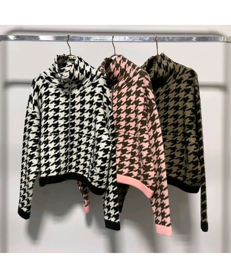 【MARGAUX VINTAGE 26AW】MG  KN - 26134 - A 千鳥柄ニットZIPカーディガン