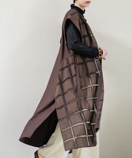 【Lallia Mu】2613374 クロッシェチェックパネルワンピース