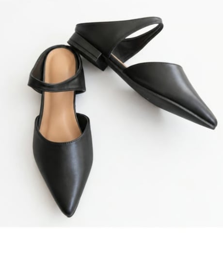 【select】BLACK 2125001 甲ベルトポインテッドフラットサンダル