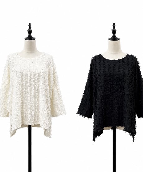 【siro de la bonte | '27 Spring Collection】 fringe Jacquard wide pullover R713208