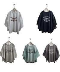 全国送料185円【ayane】  826516 ひらひらスリーブロゴTシャツ