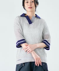 【Lallia Mu】 フィッシュネットニットポロ 2711461／3月上旬～3月中旬発送予定