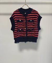 【MARGAUX VINTAGE | '27 Spring Collection】 ボーダーシャネルニットベスト  KN 27021／1月下旬から2月中旬発送予定