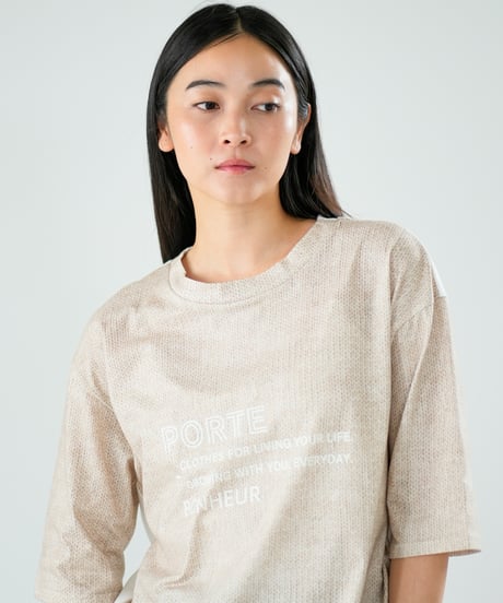 【Lallia Mu】 ファブリックプリントTシャツ 2711538／3月上旬～3月中旬発送予定