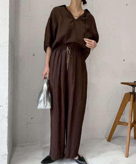 【cafune】625906　French linen form sleeve pullover