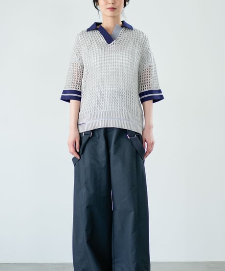 【Lallia Mu】 フィッシュネットニットポロ 2711461／3月上旬～3月中旬発送予定