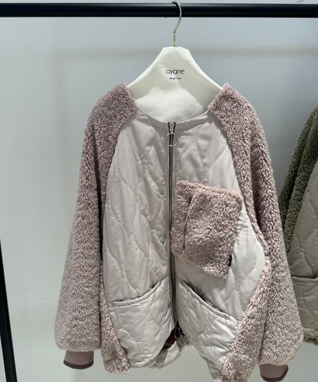 【ayane '26 winter collection】876816 ボア×中綿キルトノーカラーブルゾン