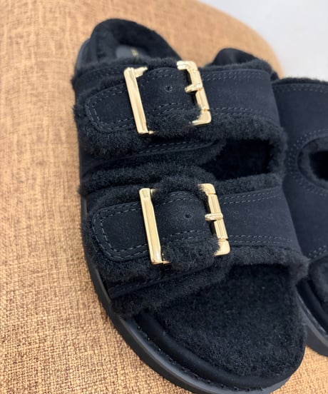 【ATELIER BRUGGE 】 26KS-39 ダブルバックル フットベッド ファーサンダル