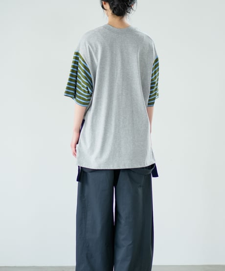【Lallia Mu】 VネックボーダービックTシャツ 2711536／3月上旬～3月中旬発送予定