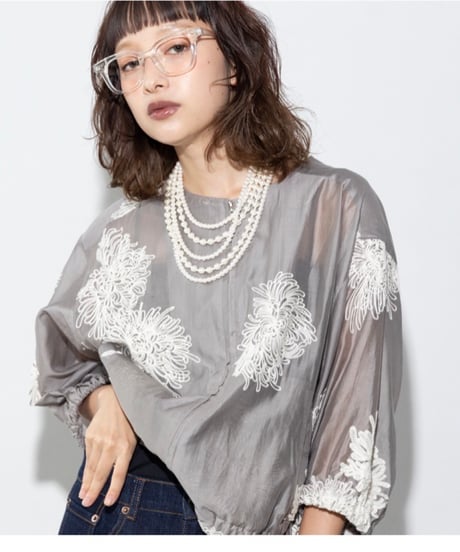 【MARGAUX VINTAGE | '27 Spring Collection】 刺繍ZIPシアーブルゾン   JK 27023／3月上旬から4月上旬発送予定