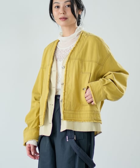 【Lallia Mu】 デニムフリンジジャケット 2711223／3月上旬～3月中旬発送予定