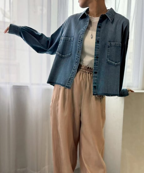 【cafune 】  635909 ライトオンスショートデニムシャツ