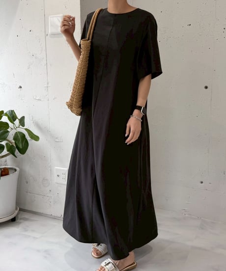 【cafune】625102 2サイズ展開 mat stretch georgette flare onepiece