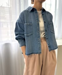 【cafune 】  635909 ライトオンスショートデニムシャツ