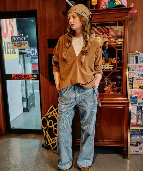 【LE MELANGE | '27 Spring Collection】 STONE BIO 12ozフロッキープリントデニムパンツ　8713502／１月下旬から２月中旬発送予定