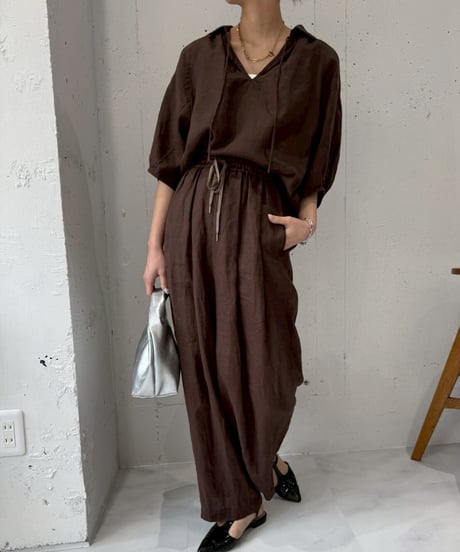 【cafune】625906　French linen form sleeve pullover