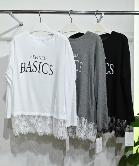 【TenuE】 26040201 裾レースロゴカットソー