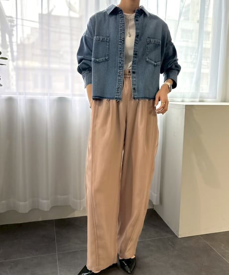 【cafune 】  635909 ライトオンスショートデニムシャツ