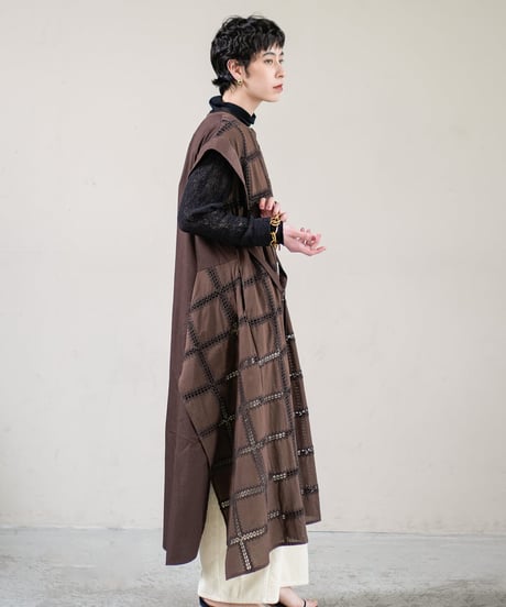 【Lallia Mu】2613374 クロッシェチェックパネルワンピース