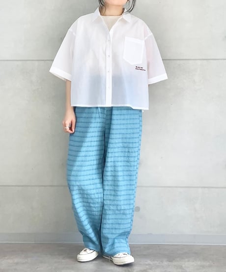 【AUG】 862114 シアー クロップド刺繍シャツ｜5分袖