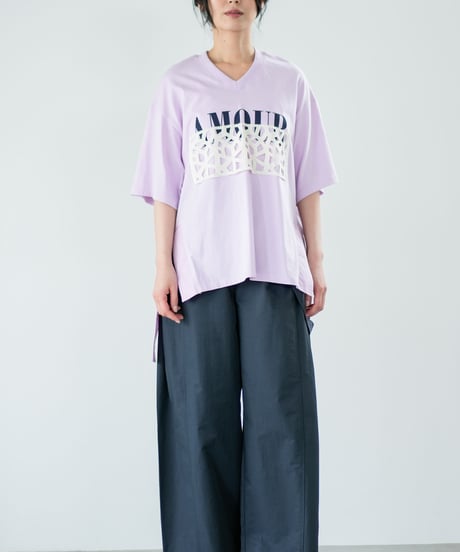 【Lallia Mu】 レースドッキングロゴカットソー 2711535／3月上旬～3月中旬発送予定