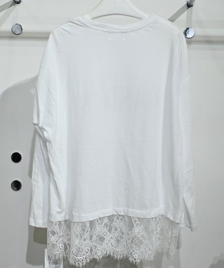【TenuE】 26040201 裾レースロゴカットソー