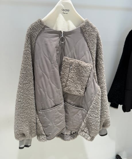 【ayane '26 winter collection】876816 ボア×中綿キルトノーカラーブルゾン