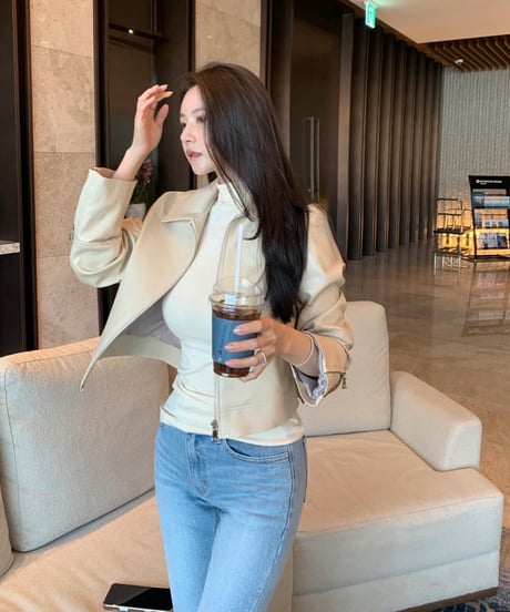 beige Faux Leather Jacket