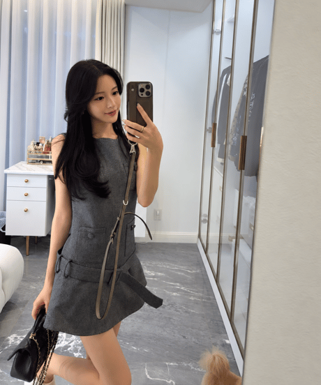 Sculpted Waist Mini Dress