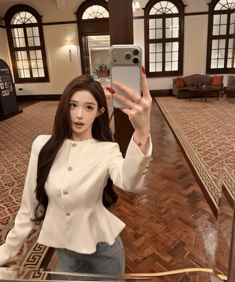 Élise Gold Button Peplum Jacket
