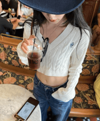 Preppy Cable Knit Crop Top【White】