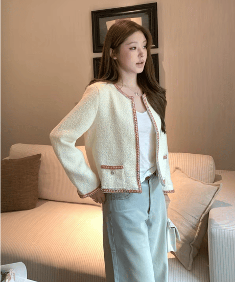 Chic Piped Tweed Jacket