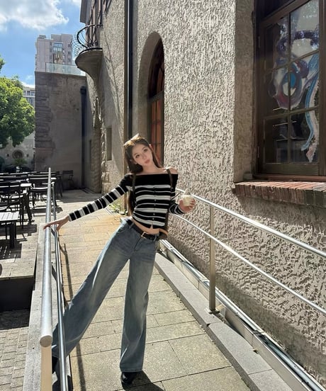 Striped Off-the-Shoulder Knit Top