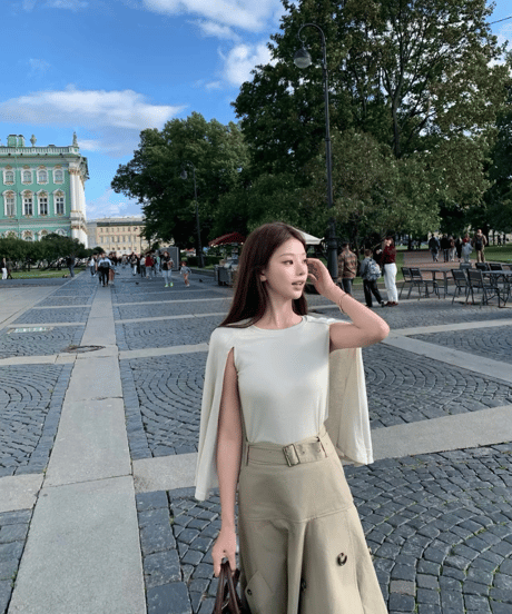 High-Waisted Asymmetrical Midi Skirt