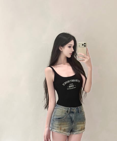 Fitted Bodysuit + Washed Denim Shorts
