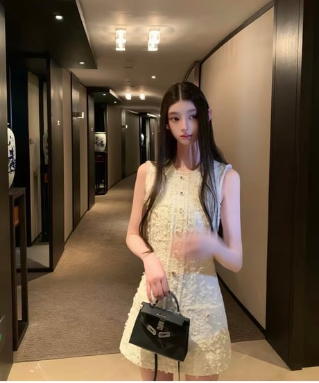 Tweed Fringed Mini Dress【White】