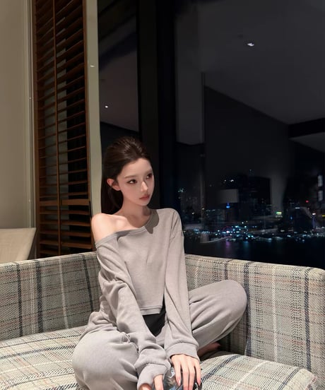 Effortless Ribbed Off Shoulder Set【Mocha beige】