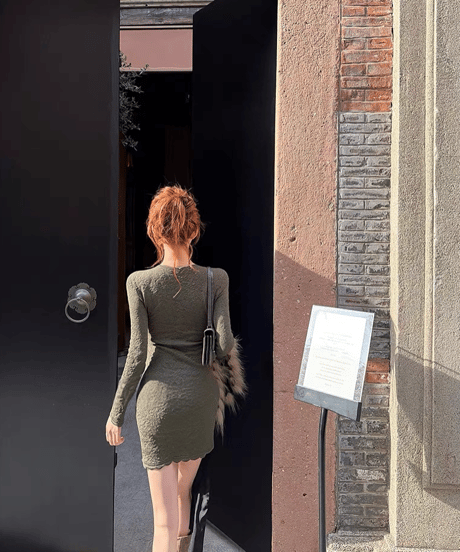 Floral Texture Knit Dress