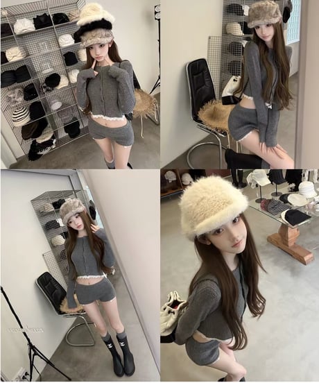 Lace-Trim Ribbed Knit Set
