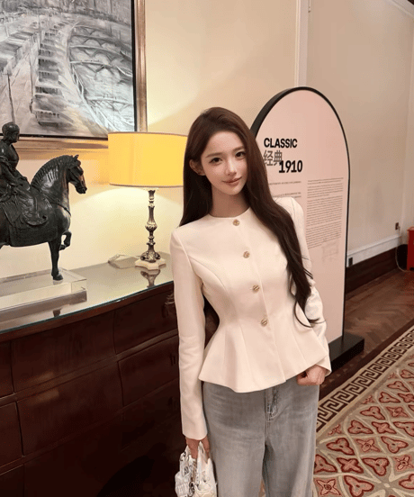 Élise Gold Button Peplum Jacket