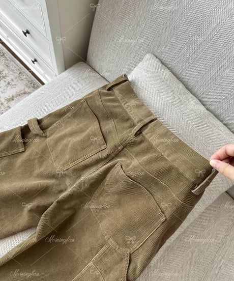 Corduroy Wide-Leg Cargo Pants